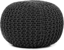 REDEARTH Round Pouf Foot Stool Ottoman - Cotton Hand Knitted Dori Pouffe - Cord Boho Home Décor - Stuffed Cable Poof for Living Room - Bedroom (19.5"x19.5"x14") - Dark Gray by CozyNest Decor