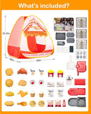 Kids Play Tent, Pop Up Play Tent Burger Theme with Complete Toy Set, Play Toys Play Set for Kids Indoor Outdoor Pretend Play by TinyTreasures Baby Boutique
