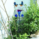 VCUTEKA Solar Lights Outdoor Metal Garden Stake Waterproof Crackle Glass Globe Garden Decor Blue Jay Bird for Pathway, Lawn, Patio, Yard by CozyNest Decor