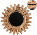 Honiway Mirror Wall Decor 21 inch Rustic Wood Boho Aesthetic Mirror for Room & Home Decor Farmhouse Wall Decor at Living Room Bedroom Carbonized Black by CozyNest Decor