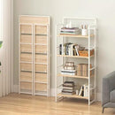 4NM No Assembly Foldable Bookshelf, 4-Shelf Collapsible Bookcase Storage for Small Spaces, 54" H, Natural White by CozyNest Decor