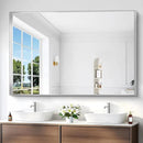 Silver Bathroom Mirror, 60x40 Inch Rectangular Framed Mirror, Large Wall Mounted Bathroom Vanity Mirror Over Sink for Bedroom,Restroom, Living Room, Hangs Vertically or Horizontally by CozyNest Decor