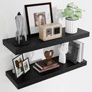 Fun Memories Floating Shelves for Wall, 32 Inch Long Floating Shelves Set of 2, 32 x 10 Wooden Shelves for Wall, Large Storage Shelves, Hanging Shelves for Bathroom Kitchen Bedroom, Black by CozyNest Decor