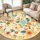 Floral 8ft Area Rug Machine Washable Soft Print Boho Carpet Non Slip Doormat Low Pile Flower Area Rugs for Living Room Bedroom Nursery Kitchen Dining Room Indoor-Ivory/Yellow by TinyTreasures Baby Boutique