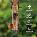 MIXXIDEA 1PK Metal Bird Feeders with 6 Feeding Ports,Tube Bird Feeder with Steel Hanger,Hard Plastic Wild Bird Feeder for Outdoors Hanging, Attracting Birds in Your Lawn, Garden, Balcony–Coffee by CozyNest Decor