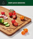 ROYAL CRAFT WOOD Wooden Cutting Boards for Kitchen Meal Prep & Serving - Bamboo Wood Serving Board Set with Deep Juice Groove Side Handles - Charcuterie & Chopping Butcher Block for Meat (3 Pcs) by CozyNest Decor