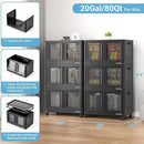 600Qt Stackable Storage Bins with Lids, 150Gal Closet Organizers and Storage Drawer, Plastic Collapsible Storage Bins with Doors, Heavy Duty Store Box Cabinet for Home Kitchen, 6Pack Black by CozyNest Decor