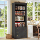 Vyre 71" Tall Farmhouse Bookshelves with Drawers, Large Modular Bookcase with Adjustable Shelves, Storage Cabinet for Living Room, Kitchen, Home Office, Black by CozyNest Decor