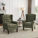 UIXE High Back Accent Chair, Upholstered Armchair in Fabric for Living Room, Retro Wingback Arm Chair Comfy Single Sofa Bedroom Reading Seat with Solid Wood Legs - Green by CozyNest Decor