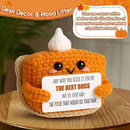 Crochet Pumpkin Pie Gift Idea for Boss – Funny Handmade Appreciation Plush with card “Best Boss” – Farewell Gifts for Women Men, Office Desk Decor, Mini Thank You Token for Manager, Supervisor, Leader by CozyNest Decor