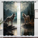 Wolf Blackout Curtains for Boys Girl Bedroom Decor,Moon Mountain Pine Forest Wild Animals Thermal Insulated Grommet Drapes Darkening Window Curtain for Living Room Home 84x63 inch by TinyTreasures Baby Boutique