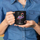 Beautiful Flamingo Animal Mug, Customized Name Flamingo Coffee Cup, Personalized Flamingo Lover Black Mug, Gift For Girlfriend, Colorful Animal Cup, Custom Flamingo Ceramic Cup 11oz 15oz by CozyNest Decor