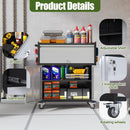 Metal Storage Cabinet on Wheels with 1 Drawer, Rolling Steel Garage Tools Cabinet with Side Pegboard &4 Hooks & 1 Adjustable Shelf for Garage,Shop,Home,Gray/Black, Assembly Required by GreenHaven Gardens