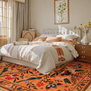 Moynesa Boho Area Rugs 9x12 Living Room, Machine Washable Ultra Thin Soft Bedroom Rug, Indoor Bird Floral Pattern Print Large Orange Carpet for Hardfloor Dining Room Under Table Playroom by TinyTreasures Baby Boutique