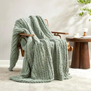 Amélie Home Chunky Knit Throw Blanket for Couch, Soft Chenille Crochet Blanket for Sofa, 50"x60", Sage Green by CozyNest Decor