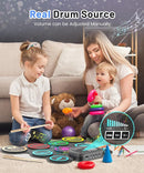 Electronic Drum Set, 9-Drum Practice Pad with Headphone Jack, Roll-up Drum Kit Machine with Built-in Speaker Drum Pedals and Sticks 10 Hours Playtime, Great Christmas for Kids by TinyTreasures Baby Boutique