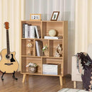 LEYAOYAO Wooden 7 Cube Book Shelf, Natural 3 Tier Bookshelf with Legs, Modern Open Storage Organizer,Boho Bookcase,Display Cabinet Shelf Free Standing Bookshelves for Bedroom,Living Room,Office by CozyNest Decor