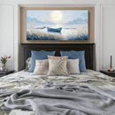 amatop Oversized Framed Coastal Wall Art for Living Room Blue Boat Moon Sea Picture Landscape Canvas Print Calming Night Ocean Lake Scene Large Artwork Nautical Bedroom Office Wall Decor 58x29 In by CozyNest Decor