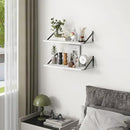 Deep Floating Shelves, 12 Inch Deep Floating Shelves for Wall, 24"W x 12"D Wall Shelves for Books, Rustic White Wooden Shelves, Large Wide Display Shelf for Bathroom, Living Room, Bedroom, Set of 2 by CozyNest Decor