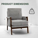 Modern Accent Chair for Living Room Mid Century Arm Chair Upholstered Bedroom Chair Comfy Lounge Chair with Solid Wood Frame, Grey by CozyNest Decor