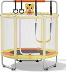 55” Trampoline for Kids, Powder-Coated Mini Trampoline for Toddlers, Indoor Outdoor Toys with Adjustable Gymnastics Bar, Swing, Basketball Hoop, Birthday Gifts for Boys & Girls Ages 1-8 by TinyTreasures Baby Boutique