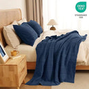 PHF 100% Cotton Waffle Weave Throw Blanket, Soft Lightweight Breathable Cozy Summer Throws for Couch Bed Sofa, Luxury Aesthetic Woven Blanket for Home Decor & Office, 50"x60", Bright Navy by CozyNest Decor