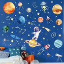 Watercolor Solar System Wall Decals, Glow in The Dark Stars, Kids Planets Sticker for Ceiling, Astronaut Wall Stickers for Bedroom（Blue） by TinyTreasures Baby Boutique