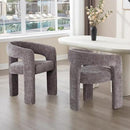 Charcoal Grey Chenille Dining Chairs Set of 2, Modern Barrel Dining Room Chairs Upholstered Accent Chair with Arms and Round Back for Living Room Kitchen Armchair No Assembly Needed by CozyNest Decor