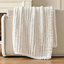 Esterra Chunky Knit Blanket Throw 40"x50", 100% Hand Knitted Chenille Throw Blanket, Cozy Soft Thick Cable Knit Throw Large Rope Knot Crochet Throw Blanket for Sofa Couch Bed, Snow White by CozyNest Decor