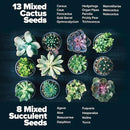 HOME GROWN Succulent & Cactus Seed Kit for Planting – [Enthusiasts Favorites] Premium Cactus & Succulent Starter Kit: 4 Planters, Drip Trays, Markers, Seeds Mix, Soil - DIY Gift Kits by GreenHaven Gardens