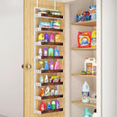 bukfen Over the Door Pantry Organizer, 8-Tier Adjustable Wooden Basket Kitchen Pantry Door Organization and Storage, 2 in 1 Wall Mount or Hanging Heavy-Duty Metal Hanging Kitchen Spice Rack,White by CozyNest Decor
