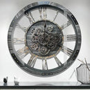DORBOKER 36" Extra Large Wall Clock with Moving Gears, Oversized Giant Industrial Steampunk Rustic Clocks for Wall Decor Living Room Home Office, Solid Wood Retro Metal,Carbon Grey by CozyNest Decor