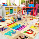 7x10 Playroom Rugs for Kids Washable, Educational and Fun Playmat with ABC Alphabet Animals Shapes Colors, Non-Slip Play Mat Learning Rug for Baby Toddler Children Game Activity，Beige, Pink by CozyNest Decor