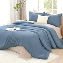 Litanika Comforters Grayish Blue Oversized Queen Size, 3 Pieces Lightweight Solid Bedding Comforter Set, All Season Fluffy Bed Set (98x98In Comforter & 2 Pillowcases) by CozyNest Decor
