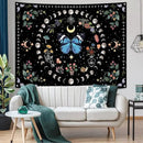 Aipon Blue Butterfly Moon Flower Tapestry Botanical Boho Plant Floral Wall Hanging for Bedroom and Living Room (36.00'' 48.00'', Blue) by CozyNest Decor