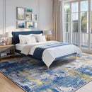 Washable Area Rugs 6'x9' Non-Slip Modern Abstract Soft for Living Room Entryway Bedroom Nursery, Print Pattern, Grey Blue Gold/Golden by TinyTreasures Baby Boutique