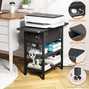 End Table with Charging Station, Flip Top Nightstand with USB Ports and Outlets,Couch Side Table with Fabric Bag and Hooks, Bedside Table for Space Saving, Living Room, Bedroom (Black) by CozyNest Decor