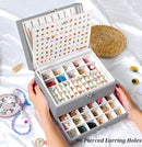 Earring Jewelry Box for Women Girls Stud Organizer, 5 Layers Grey Jewelry Organizer Box With Lock Earring Holder Organizer Ring and Necklace Jewelry Box with Earrings Holder for Women Girls by TinyTreasures Baby Boutique