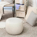 2 Pack Round Inflatable Pouf Ottoman Foot Rest for Couch 20 x 16 Inch Cozy Portable Floor Corduroy Poufs Foot Stool Ottoman with Pump for Living Room Bedroom Chair, Beige by CozyNest Decor