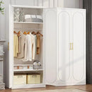 71" White Wardrobe Closet with 2 Doors, Metal Armoire Wardrobe Cabinet with Hanging Rod and Adjustable Shelves, Clothing Storage Cabinets for Bedroom, Laundry Room, Home Office by CozyNest Decor