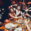 Plastic Placemats Set of 6 Halloween Table Mats - Trick or Treat Kitchen Decor - Wipe Clean, Washable, Recyclable - Orange Place Mats for Indoor/Outdoor - Heat Resistant - Kitchen/Dining Table by CozyNest Decor