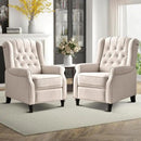EBELLO Pushback Recliner Chair, Fabric Armchair Push Back Recliner with Rivet Decoration, Mid Century Wingback Accent Chair for Living Room, Bedroom, Beige by CozyNest Decor