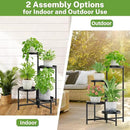 iDavosic.ly 4 Tier Large Plant Stand Indoor with 10 Inch Wide Tray, Tiered Corner Metal Outdoor Flower Display Holder Shelf, Folding Tall Rack for Patio Porch Living Room, Modern Black by GreenHaven Gardens