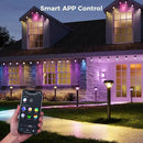 XMCOSY+ Smart Solar Lights Outdoor with Motion Sensor, 150LM APP Control RGBCW Color Changing Garden Lights Solar Powered for Yard Pathway Landscape, Waterproof, 4 Pack by CozyNest Decor