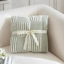 Amélie Home Chenille Knit Throw Blanket for Couch, Checkered Texture Decorative Soft Blanket for Sofa, Bed & Living Room, 50"x60", Sage Green & White by CozyNest Decor