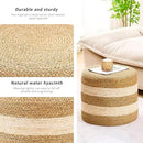 Handwoven Ottoman Pouf, Natural Seagrass Footstool, Round Braided Outdoor Seat with Sturdy Frame, Boho Accent Stool for Patio, Balcony, or Garden (Seagrass White) by CozyNest Decor