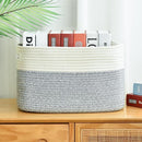 Woven Storage Baskets - Cotton Rope Organizers for Books, Towels, Toys or Bins - 3 Pack, Grey by TinyTreasures Baby Boutique