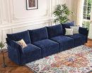 134.6" Modular Sectional Sofa, Oversized 4 Seater Blue Couch with Removable Chenille Fabric Cover, Deep Seat & High Backrest for Living Room, Office & Apartment by CozyNest Decor