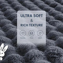 Cozy Faux Fur Throw Blanket for Bed-Warm Fuzzy Throw Blanket, Soft Plush Thick Bubble Blankets for Bedroom and Living Room, Furry Luxury Blanket, 90 x 108, Grey by CozyNest Decor