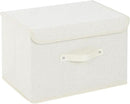 Storage Boxes, Collapsible Storage Bins with Lids, Cotton and linen cloth Storage Baskets with Handle, for Books, Closet, Bedroom, Home, 15x9.8x9.8 in, Beige by CozyNest Decor